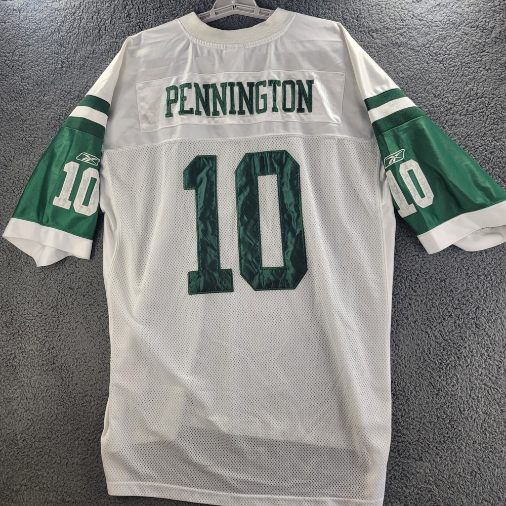 Vintage Reebok New York Jets Jersey White Green Mens 2XL Chad Pennington #10 NFL - Picture 10 of 13